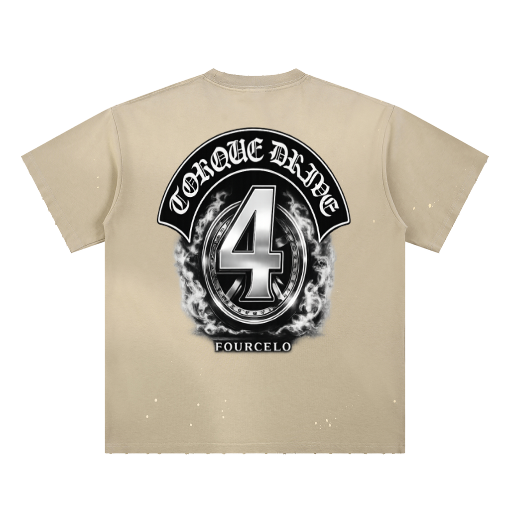 Hand-Frayed Sunfade Paint Splatter T-Shirt - torque drive / Fourcelo collab shirt LIMITED