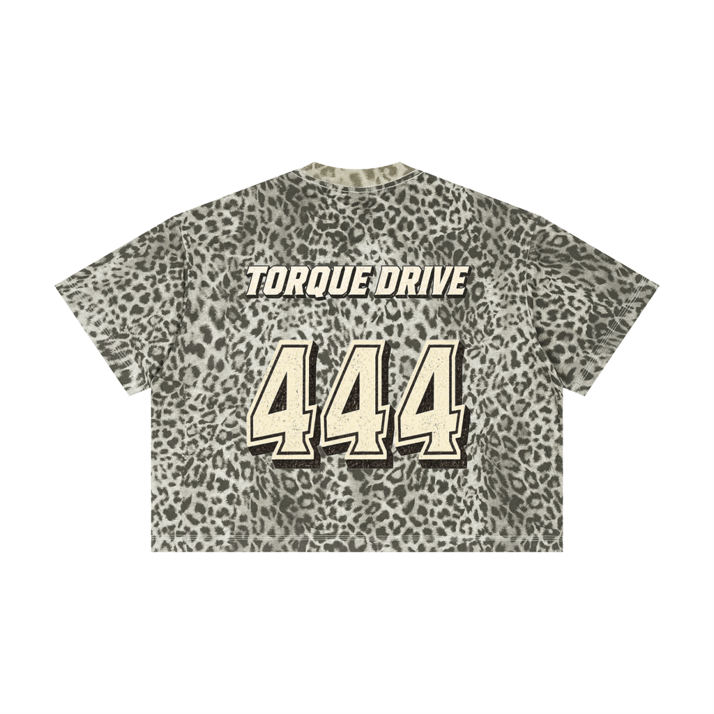 Unisex Torque Drive Leopard Print Boxy T-Shirt