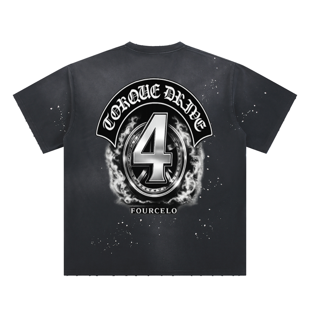 Hand-Frayed Sunfade Paint Splatter T-Shirt - torque drive / Fourcelo collab shirt LIMITED
