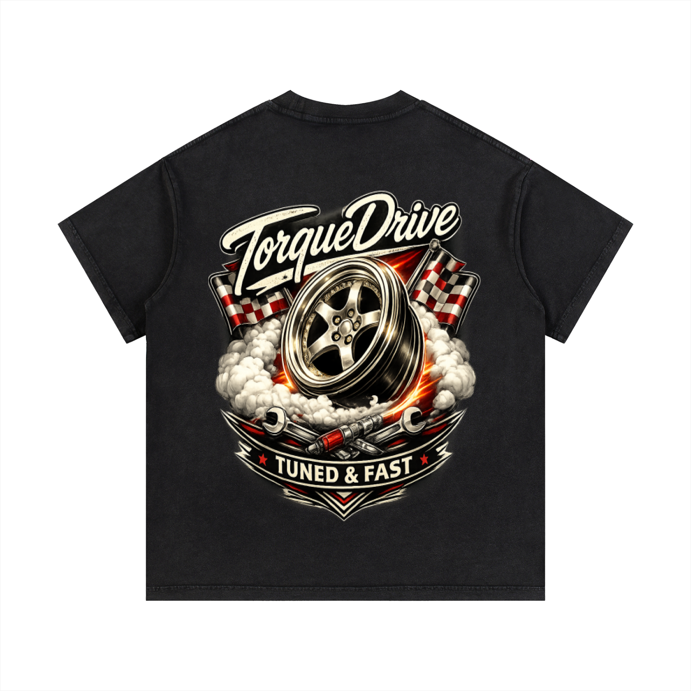 Mens Vintage Wash Torque Drive Cotton T-Shirt