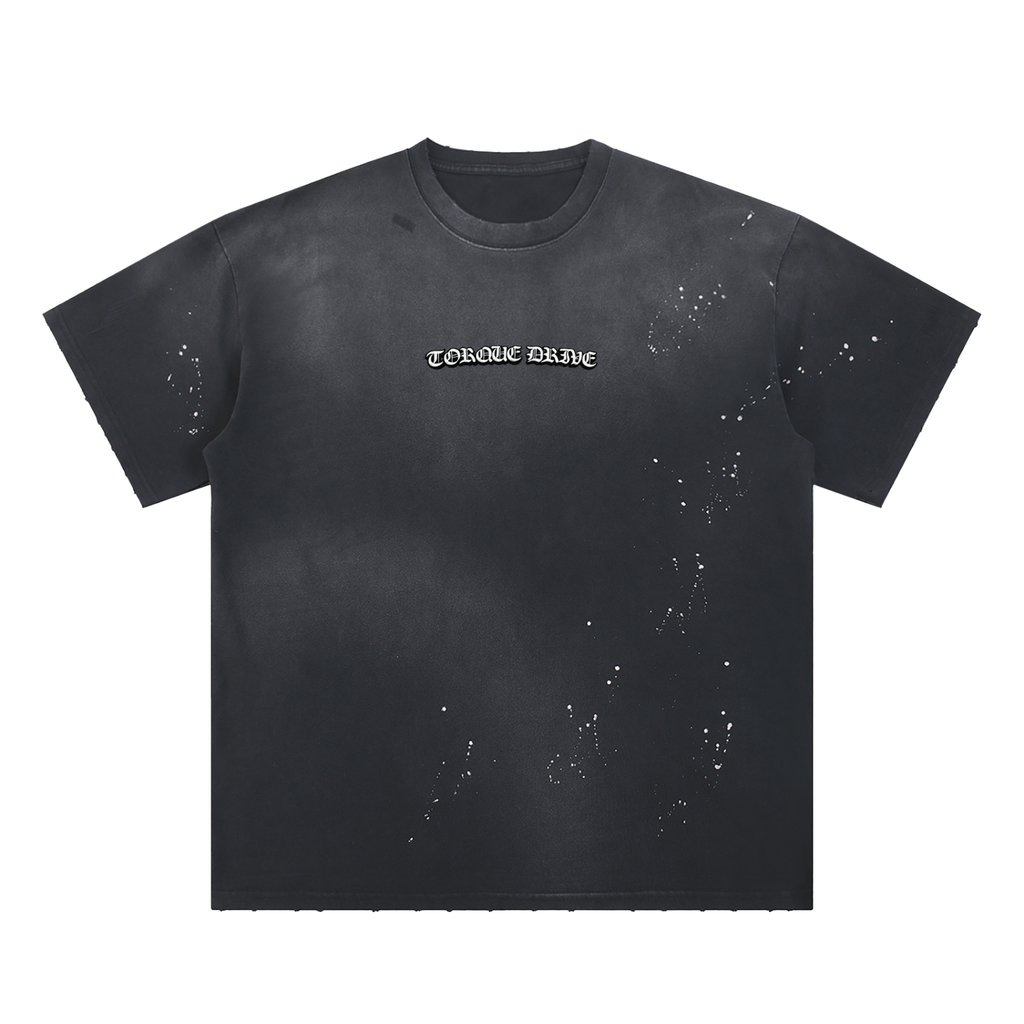 Hand-Frayed Sunfade Paint Splatter T-Shirt - torque drive / Fourcelo collab shirt LIMITED
