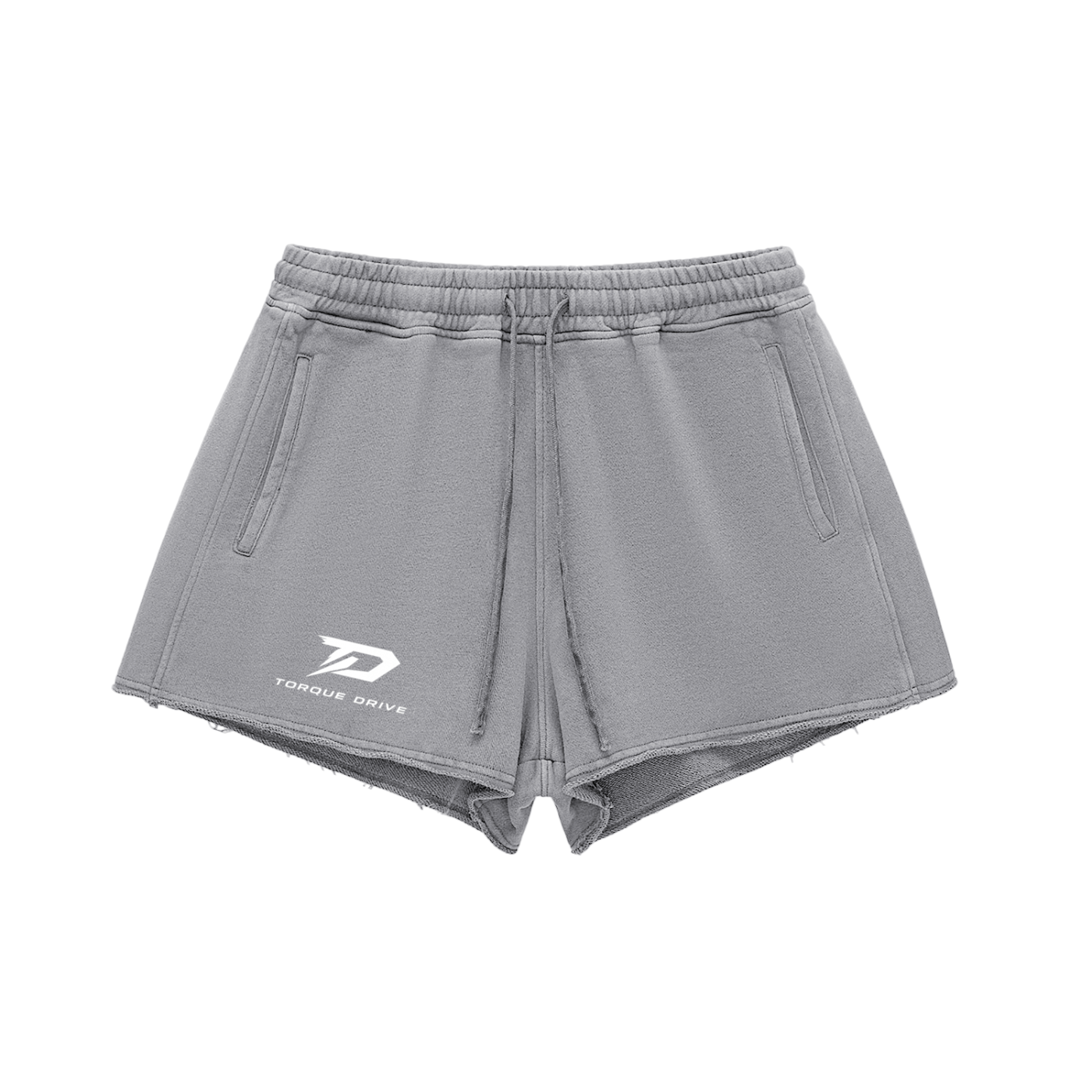 Snow Washed Raw Edge Drawstring Shorts