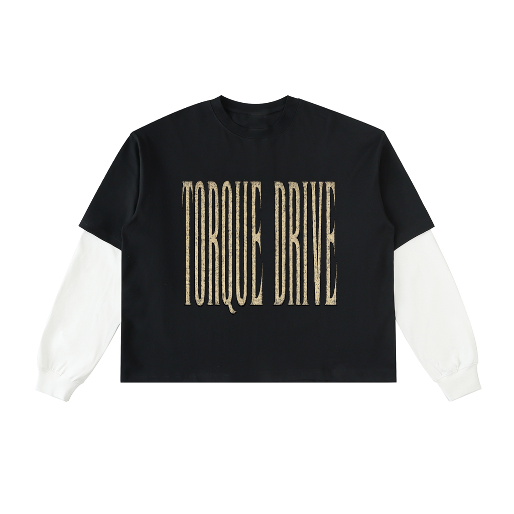 Layered Contrast Sleeve Cotton T-Shirt