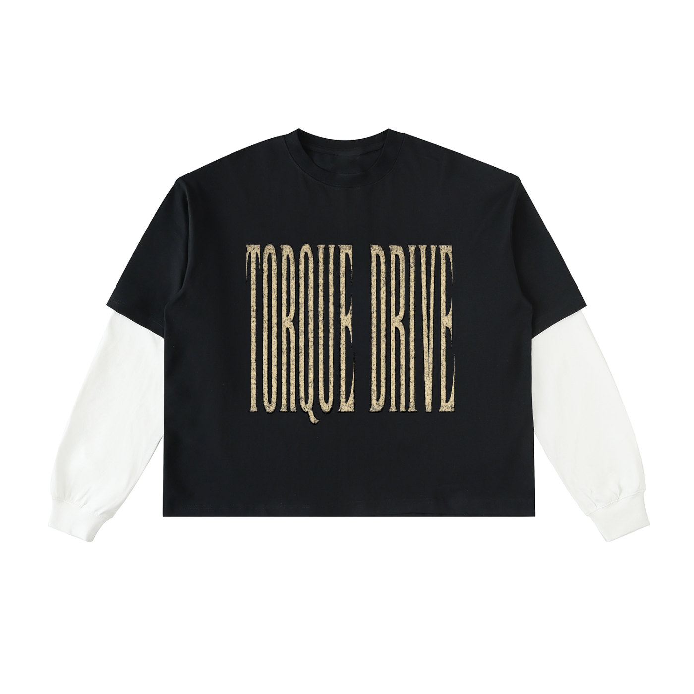 Layered Contrast Sleeve Cotton T-Shirt