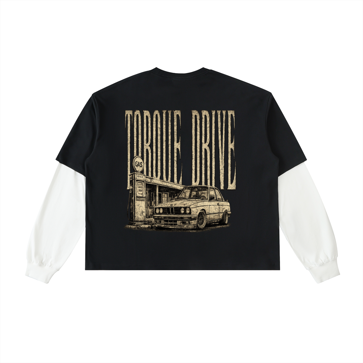 Layered Contrast Sleeve Cotton T-Shirt