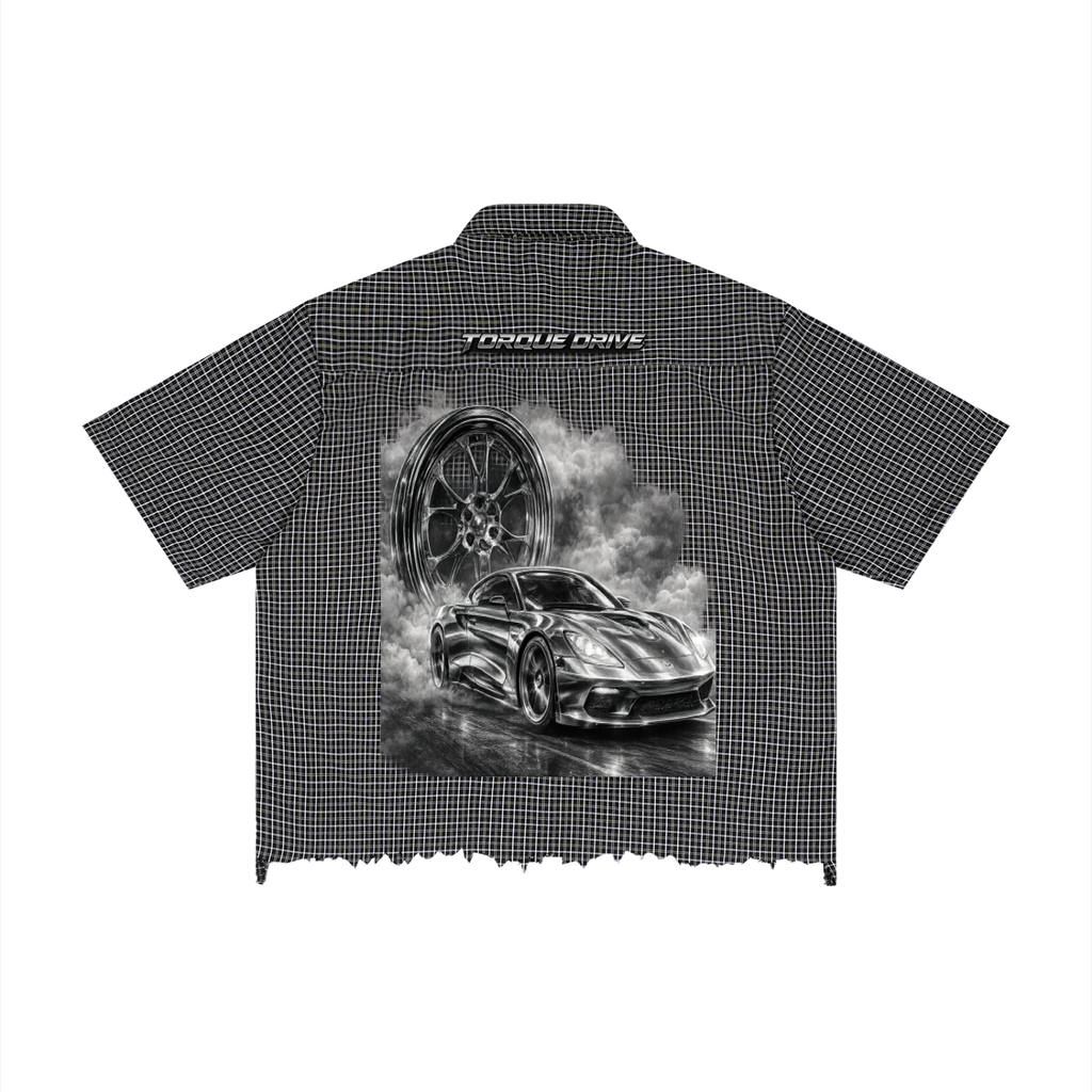 Unisex Distressed Plaid Boxy Shirt