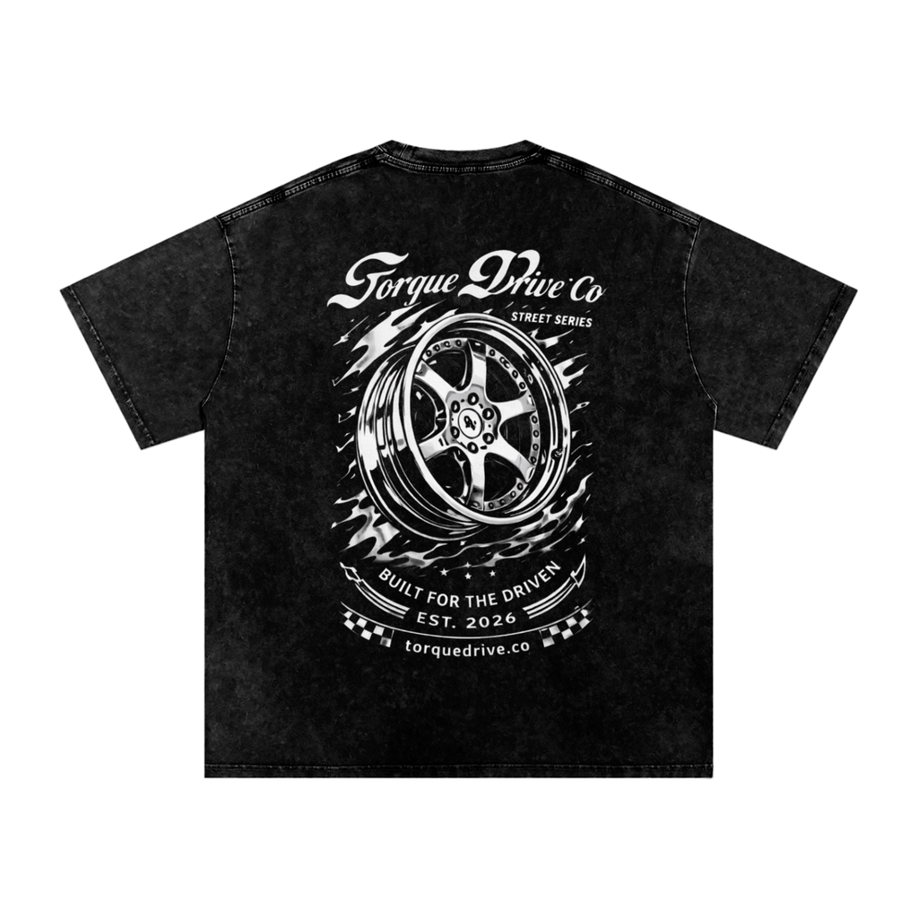 Snow Washed Torque Drive Oversized Cotton T-Shirt