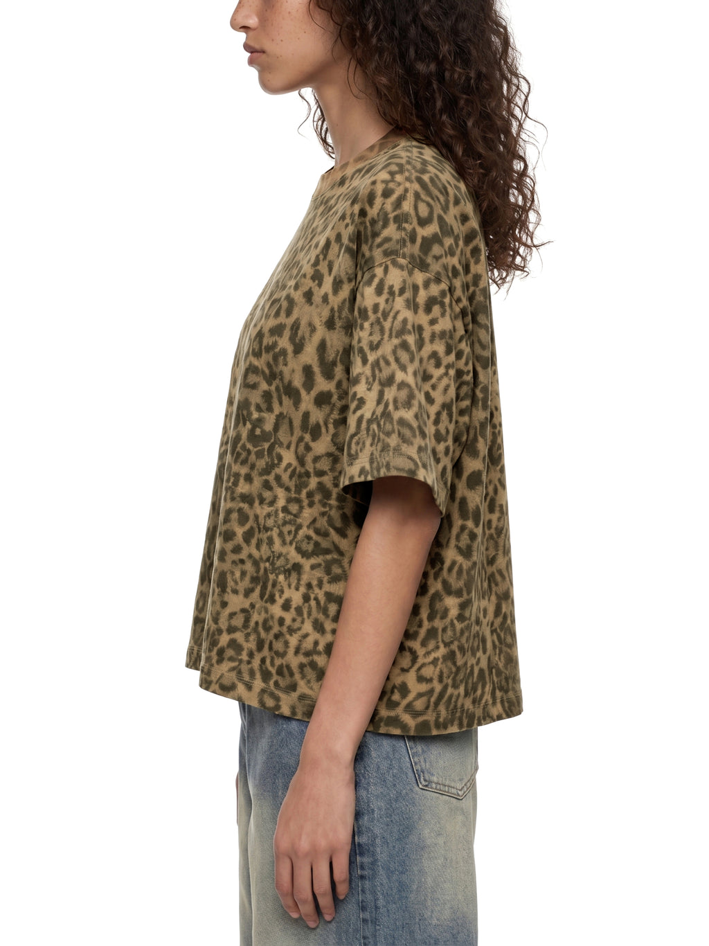 Unisex Torque Drive Leopard Print Boxy T-Shirt