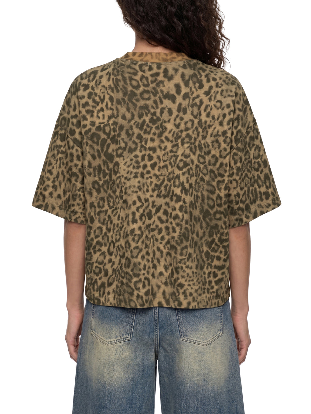 Unisex Torque Drive Leopard Print Boxy T-Shirt