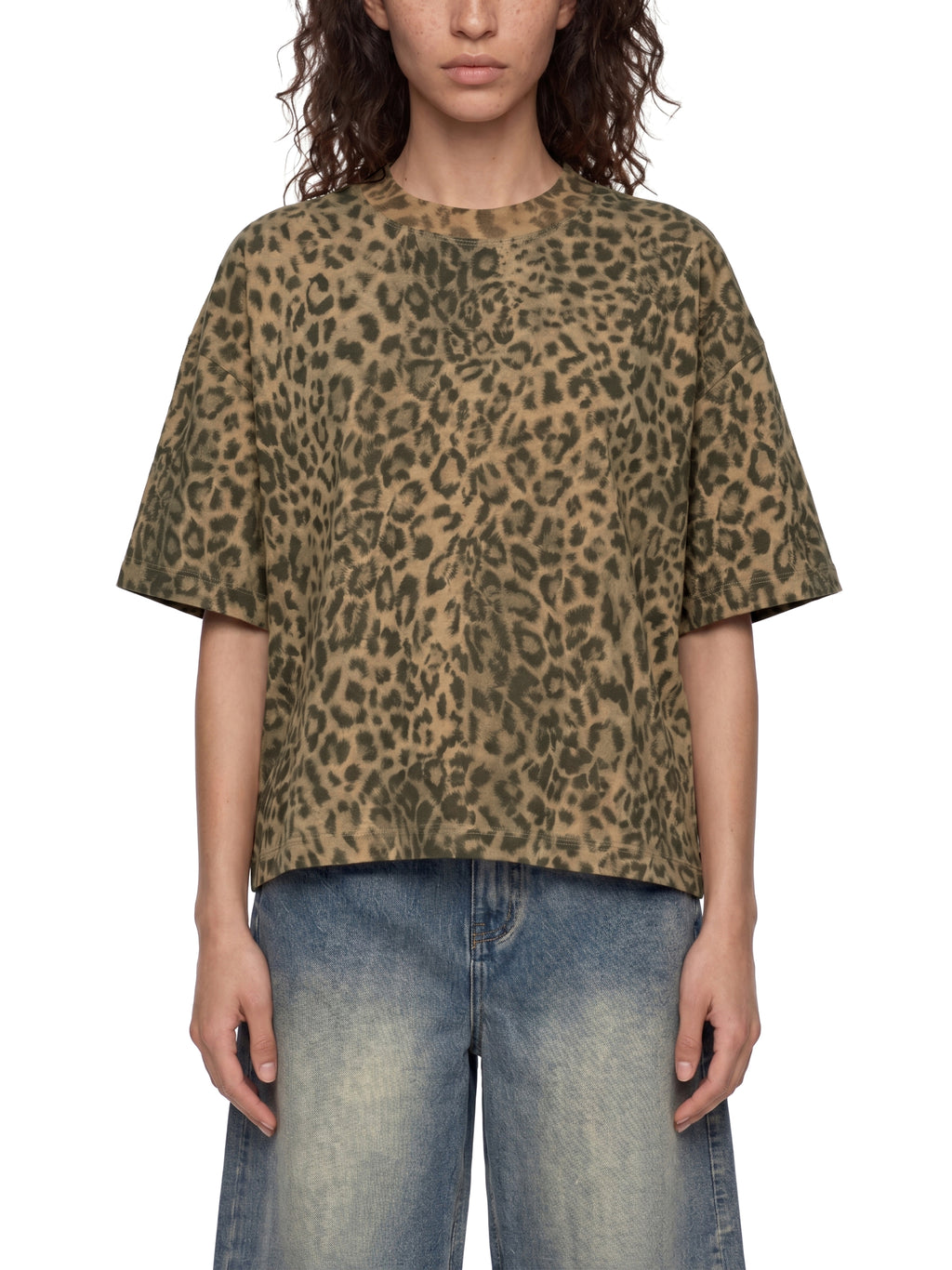Unisex Torque Drive Leopard Print Boxy T-Shirt