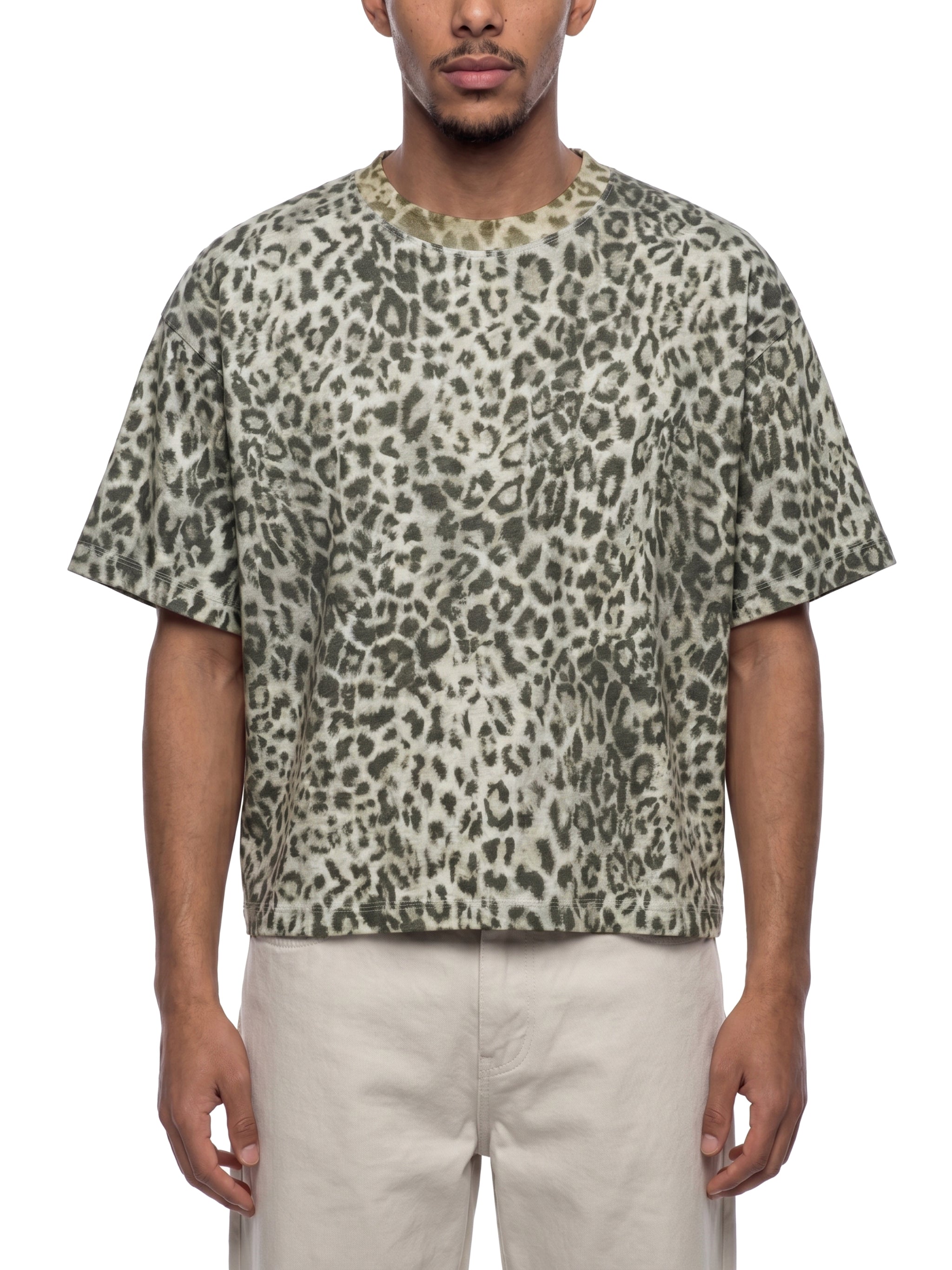 Unisex Torque Drive Leopard Print Boxy T-Shirt